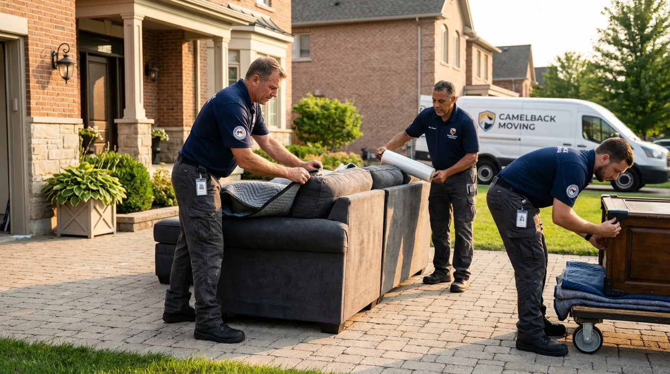 Large estate moving crew wrapping furniture in Belleair Beach, FL