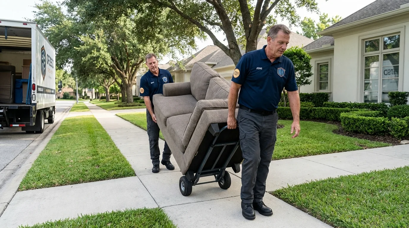 Local residential moving crew loading furniture in Belleair Beach, FL