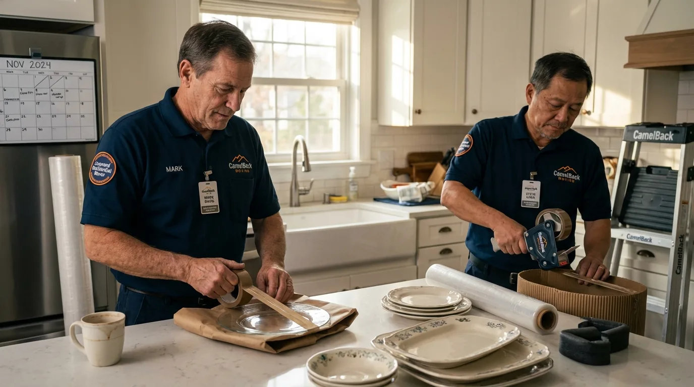 Professional crew packing kitchen dishware in Belleair Beach, FL